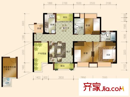 鳳崗三正瑞士半山戶型圖東莞 塘廈三正瑞士半山 3室 戶型圖 3室2廳2衛(wèi)1廚