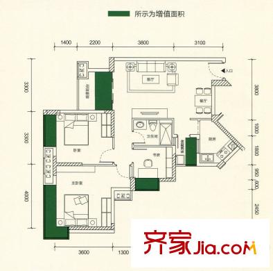 香市1號(hào)戶型圖8-11棟標(biāo)準(zhǔn)層05房6棟04房H5戶型（售完） 3室2廳1衛(wèi)1廚