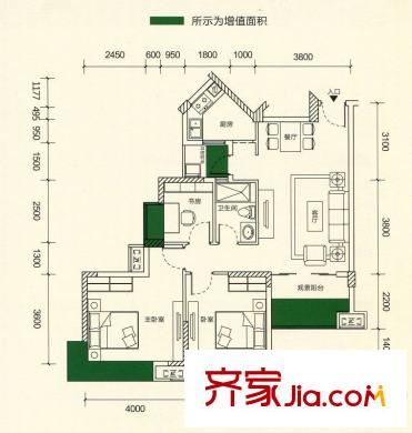 香市1號(hào)戶型圖7-11棟標(biāo)準(zhǔn)層04房6-7棟05房H1戶型（售完） 3室2廳1衛(wèi)1廚