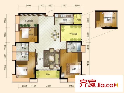 鳳崗三正瑞士半山戶型圖東莞 塘廈三正瑞士半山 3室 戶型圖 3室2廳2衛(wèi)1廚