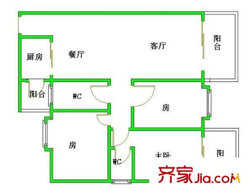 厚街東港城 2室 戶型圖