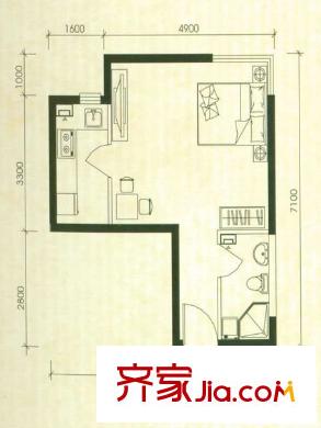 厚街東港城 1室 戶型圖