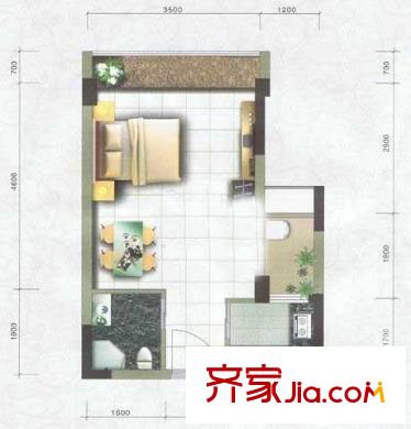 風臨花語岸 1室 戶型圖