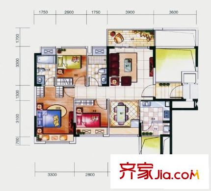 風臨花語岸 3室  戶型圖