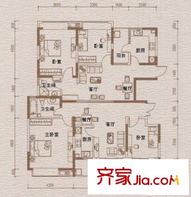 駿景高爾夫花園 4室 戶型圖