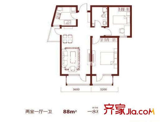 黃金花園 2室 戶型圖