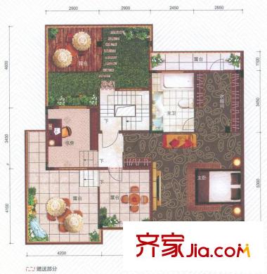中惠香樟半島戶型圖3+1花庭美墅(三層)復(fù)式上層平面圖 5室2廳3衛(wèi)1廚