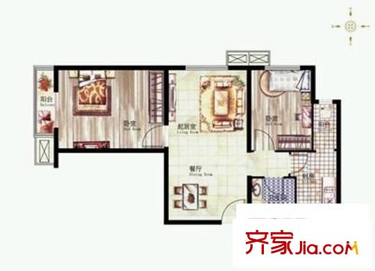 長青城 2室 戶型圖