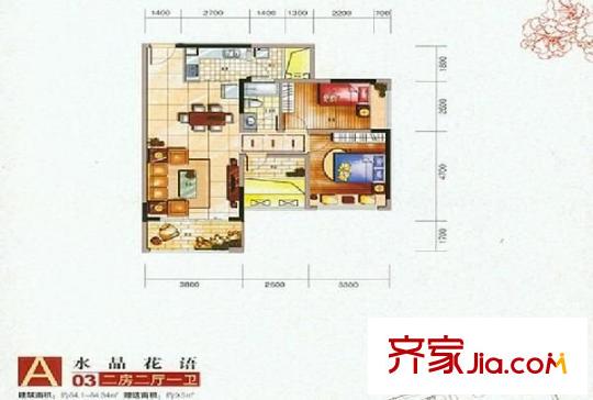 風臨花語岸 2室 戶型圖