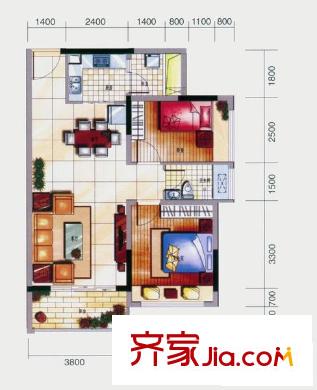 風臨花語岸 2室 戶型圖