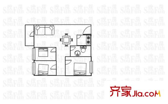 利澳花園虎門(mén)港1號(hào) 3室 戶型圖