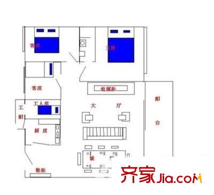 長安地王廣場 3室 戶型圖
