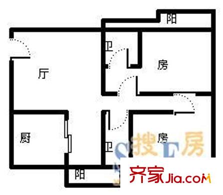 南柵富民花園 2室 戶型圖
