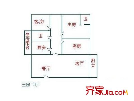 長安地王廣場 1室 戶型圖