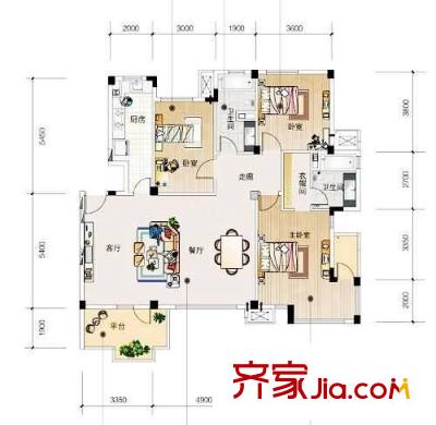宏景中心 3室 戶型圖