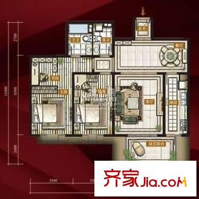 新興大廈 3室 戶型圖