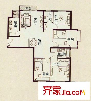 景湖藍郡二期 4室戶型圖