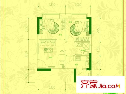 中惠香樟半島戶型圖25棟05單位 2室1廳1衛(wèi)1廚