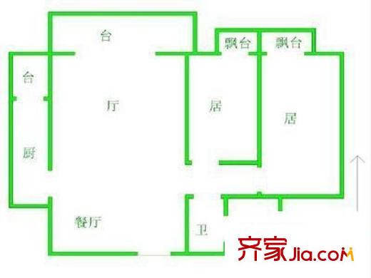 長青城 2室 戶型圖