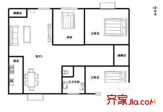 竹洲豪苑 2室 戶型圖