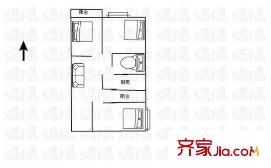 宏景中心 3室 戶型圖