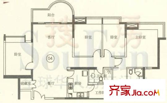 宏景中心 4室 戶型圖