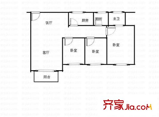 宏景中心 3室 戶型圖