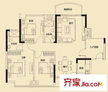 星城香洲花園 3室2廳2衛(wèi)