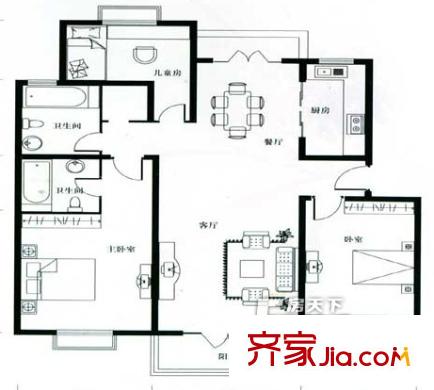 星城香洲花園 3室2廳2衛(wèi)