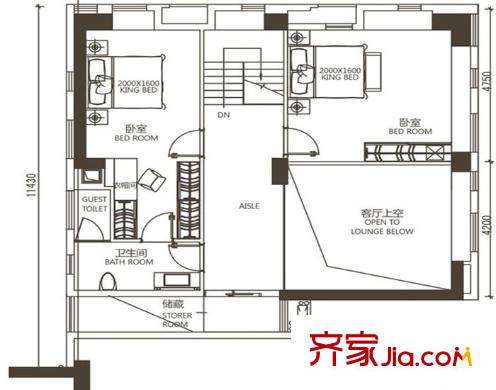 帝豪花園三期 1室 戶型圖