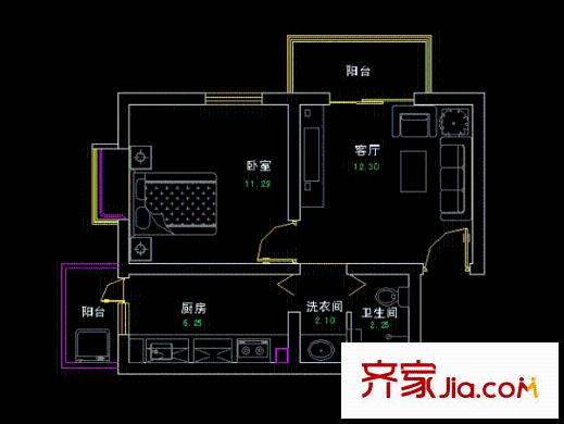 麗都花園 1室 戶型圖