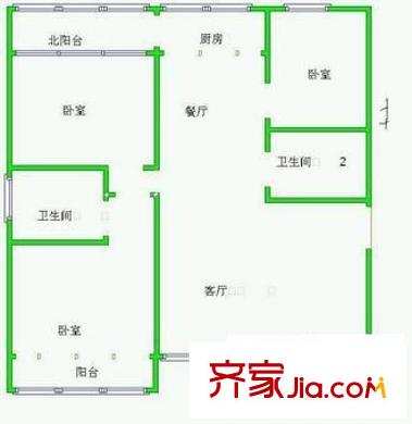 長安地王廣場 3室 戶型圖