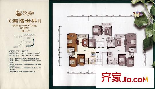世紀(jì)綠洲 3室2廳戶型圖