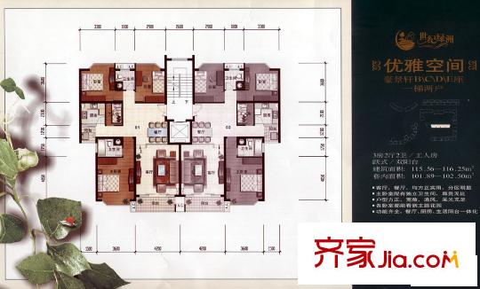世紀(jì)綠洲 3室2廳戶型圖