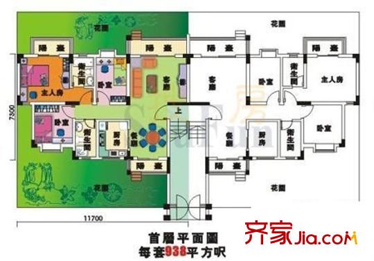 帝豪花園三期 3室 戶型圖