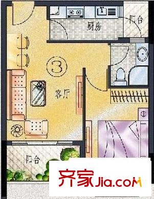 景泰花園 1室 戶型圖