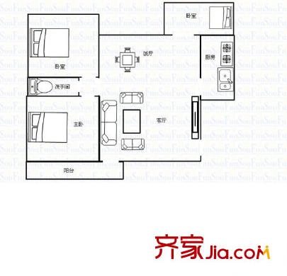 麗都花園 3室 戶型圖