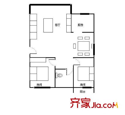麗都花園 2室 戶型圖