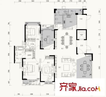 富通圣堤雅 4室 戶型圖