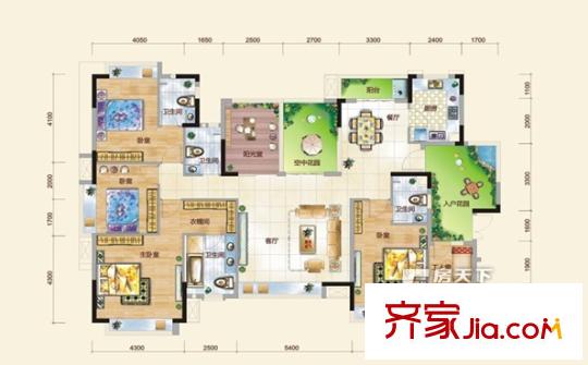 世紀城國際公館四期住宅戶型圖貝麗湖C2 5室 戶型圖 5室2廳4衛(wèi)1廚