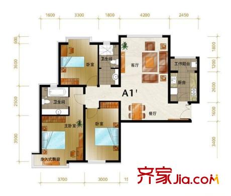 嘉湖山莊 3室 戶型圖