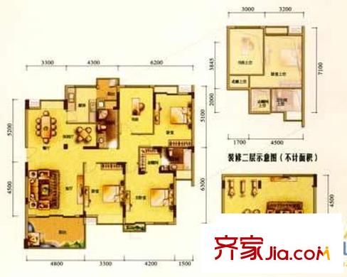 理想0769沁園戶型圖疊加別墅 4室2廳2衛(wèi)