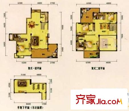 理想0769沁園戶型圖疊加別墅 4室3廳3衛(wèi)