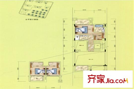 匯景城市山谷戶型圖別墅B戶型圖二層 4室2廳4衛(wèi)1廚