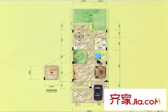 匯景城市山谷戶型圖別墅B戶型圖首層 4室2廳4衛(wèi)1廚