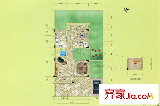 匯景城市山谷戶型圖別墅A戶型圖首層 4室2廳4衛(wèi)1廚