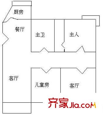 錦江花園 3室2廳 戶型圖