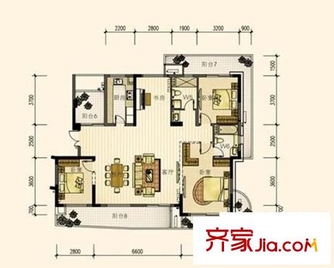錦江花園 3室 戶型圖