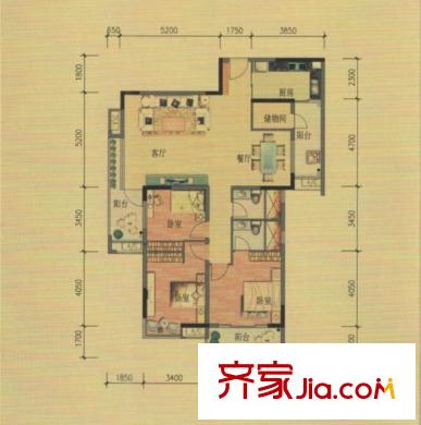 豐泰觀山碧水花園 3室 戶(hù)型圖