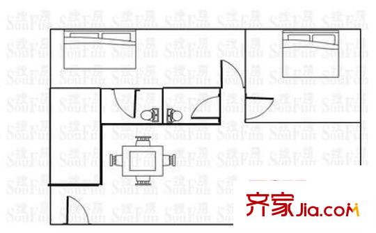 東泰花園裕華苑 2室 戶型圖
